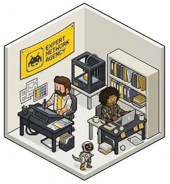 Creative suite room with designer and copywriter